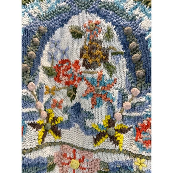 Premiere Designer Collection Vintage Kitted Blue Sweater women sz S - Picture 2 of 5